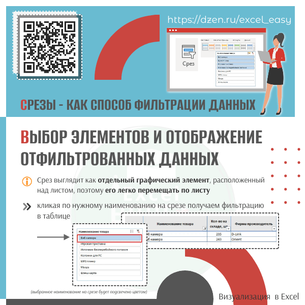 Выбор элементов и отображение отфильтрованных данных slide 1