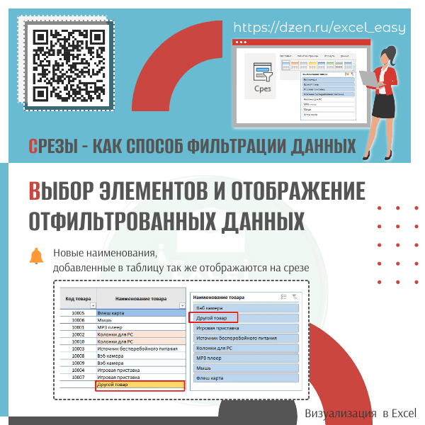 Выбор элементов и отображение отфильтрованных данных, новые наименования slide 1