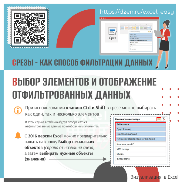 Выбор элементов и отображение отфильтрованных данных, множественный выбор slide 1